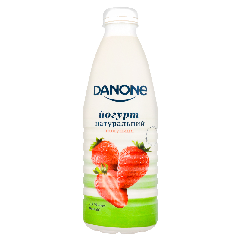 Йогурт питний DANONE полуниця, 1,5%, 800 г